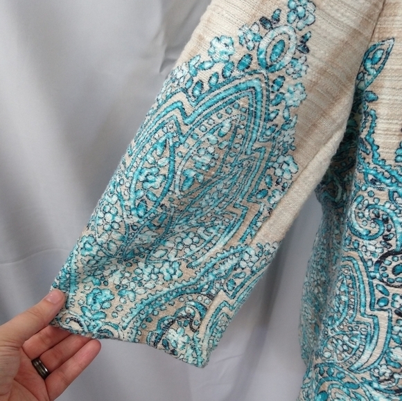 Catherines Textured Paisley Print Cotton Blazer 0X - Picture 3 of 8